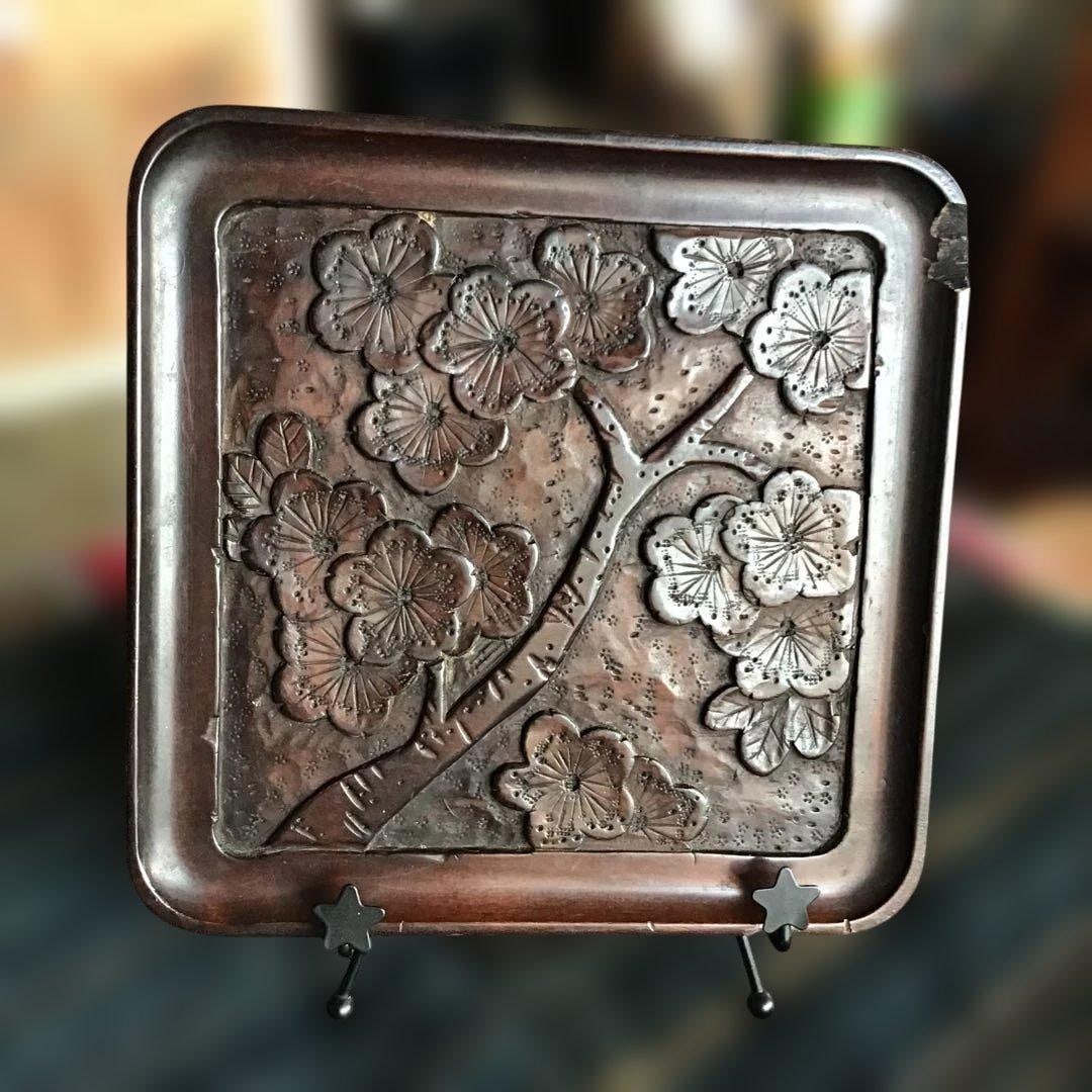 Antique Karuizawa Carved Tray, Cherry Blossom Pattern (1 of 5)