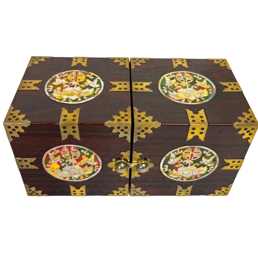 A double jewelry box inlaid with mother-of-pearl, jewelry box, small accessory box. (1 of 12)