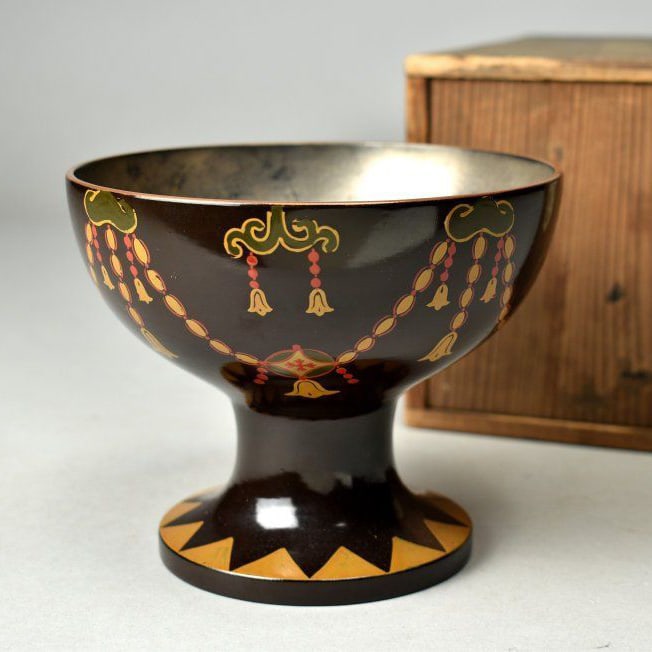 Lacquer painting, porcelain pattern, inner silver, wine washer (1 of 7)