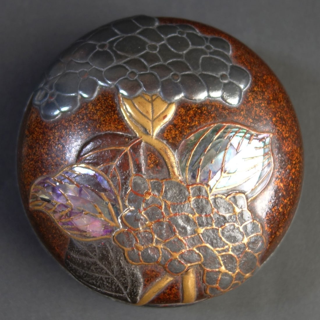 Incense Box with Hydrangea Pattern and Tin Edging - 2