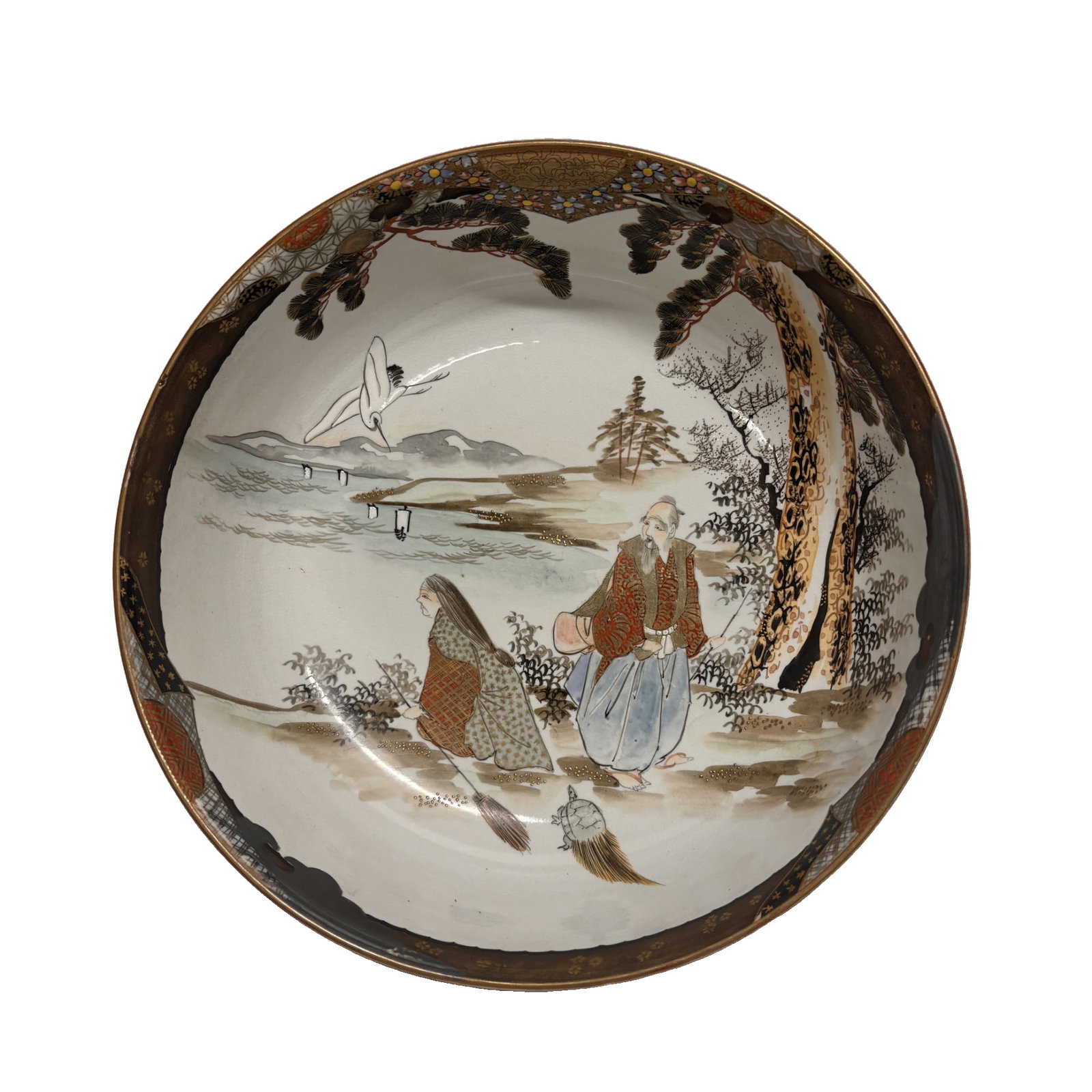 Kutani porcelain large bowl: Product Name: Kutani Porcelain Large BowlMaterial: CeramicSize: Approx. 270mm at the mouth, 90mm in heightProduct Description: Kutani ware is one of Japan's most representative traditional