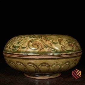 Song Dynasty Yaozhou Kiln Engraved Flower and Bird Print Box (1 of 8)