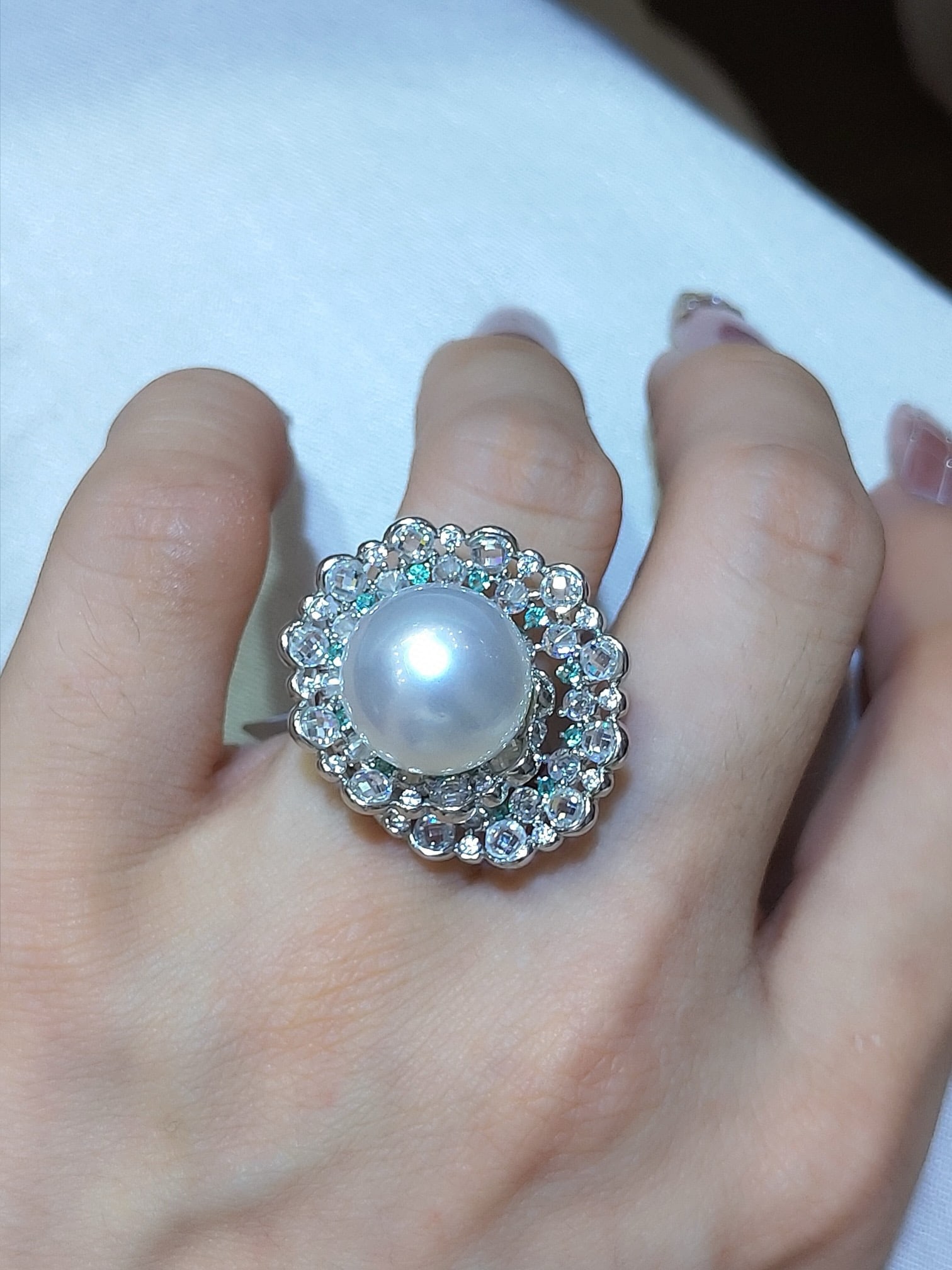 Silver Pearl Ring - 7