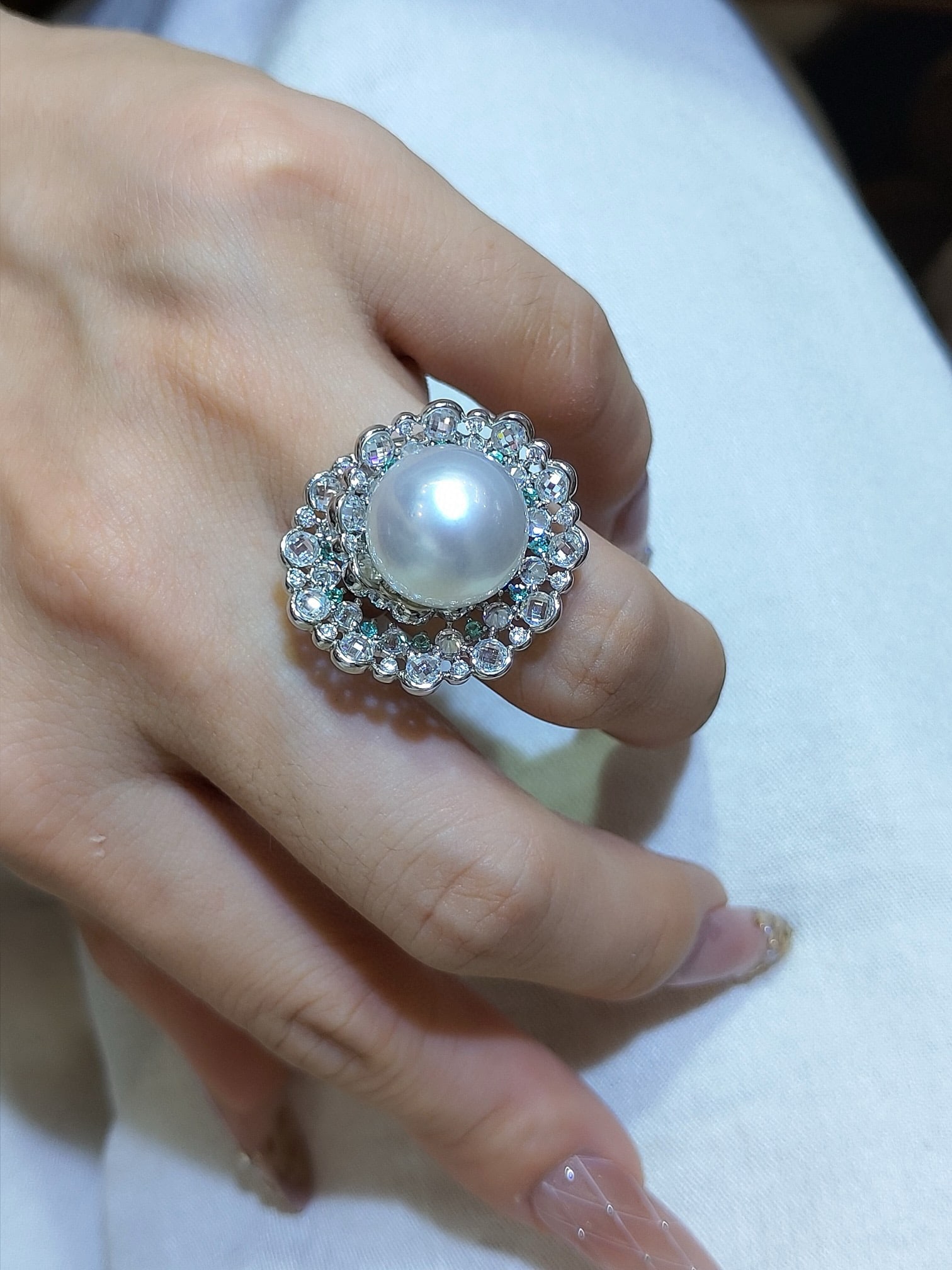 Silver Pearl Ring - 8