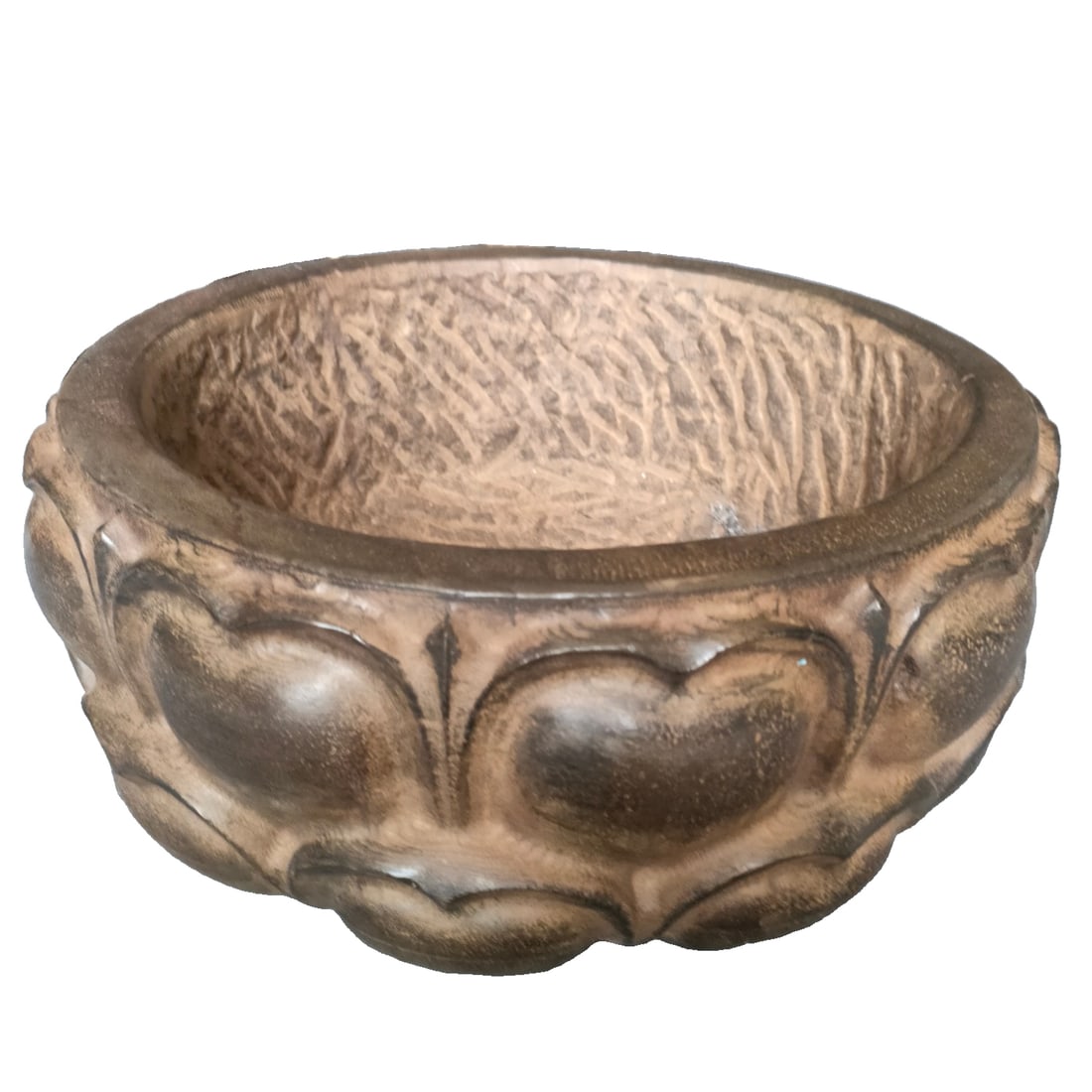 Qing Dynasty, Lotus-shaped Old Stone Basin (1 of 9)