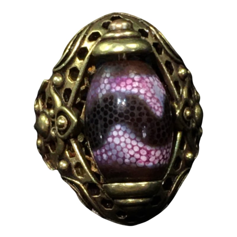 Fortune-turning Heavenly Bead Ring: Fortune-turning celestial bead ring, finely crafted, with a thick and heavy patina, as shown in the picture. Ring: 3.2cm in length, 2.5cm in width, weighing 29 grams.