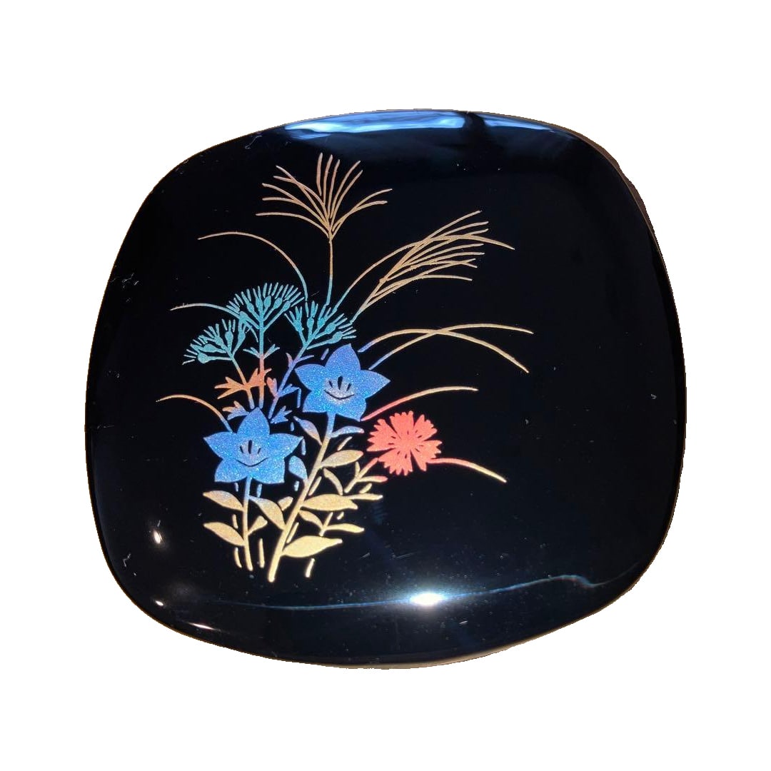 Brand new and unused autumn grass color dazzling floral pattern comb box, with mirror. (1 of 5)