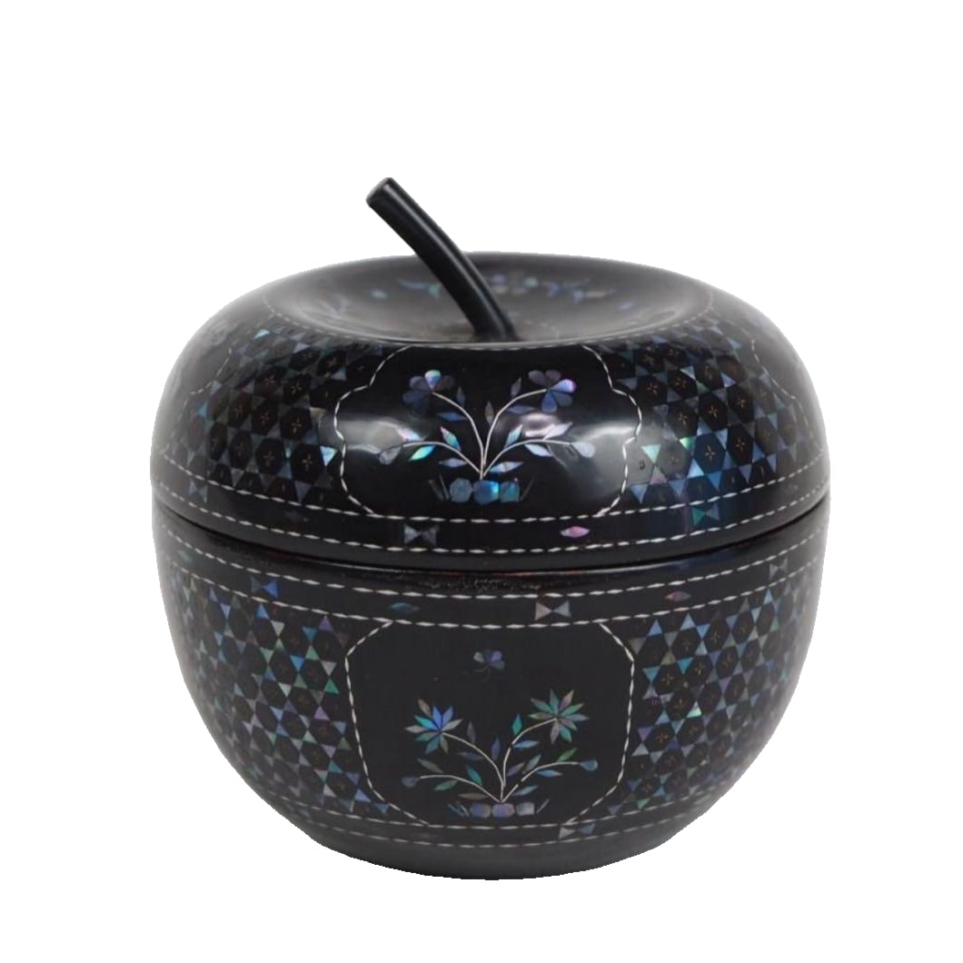 Antique Apple-Shaped Mother-of-Pearl Inlaid Incense Box/Container with Lid (1 of 13)