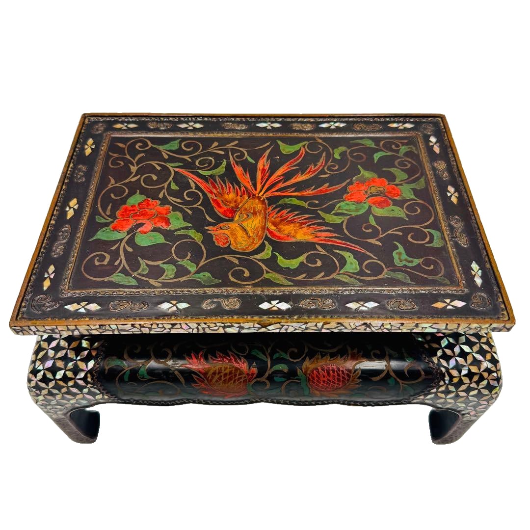 Mother-of-pearl inlaid incense burner stand and flower stand. (1 of 12)