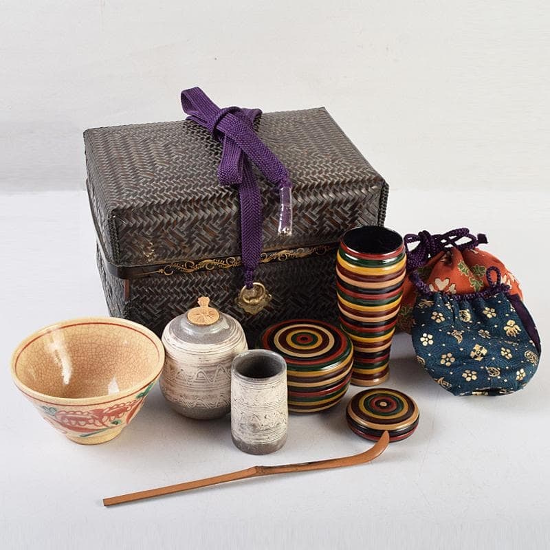 Heian Ranpo-sai Tea Ceremony Set (7-piece set, including tea basket, tea bowl, and top-shaped tea (1 of 20)