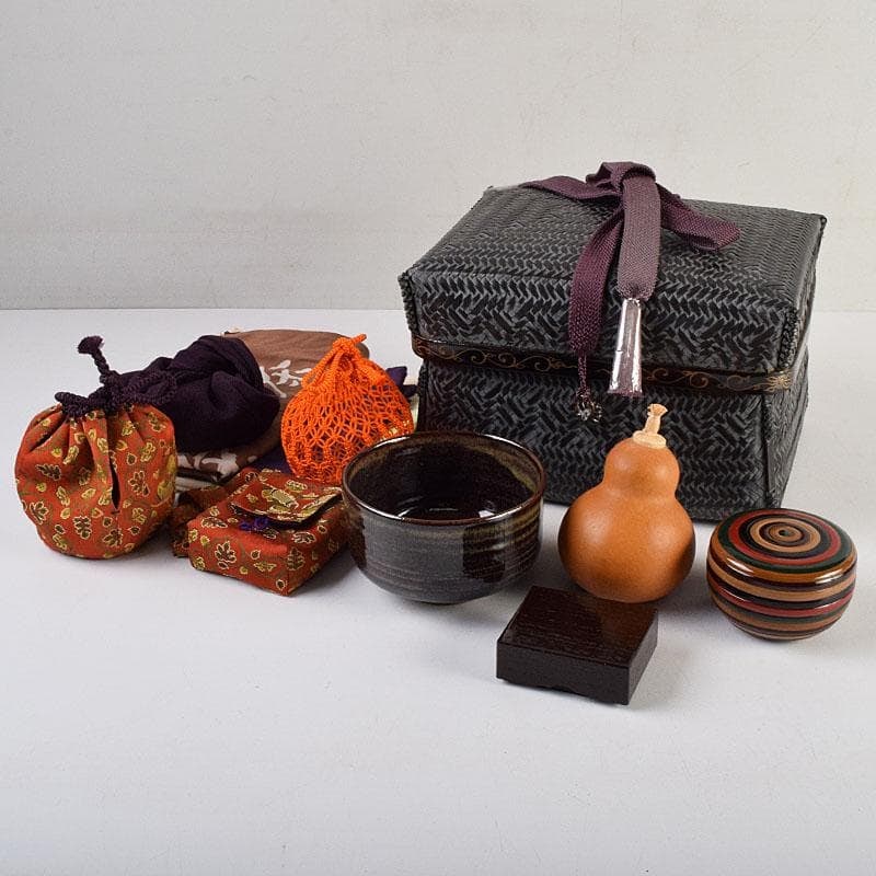Tea Ceremony Utensils: A set of five, including a tea basket, incense box, and tea bowl, accompanied (1 of 20)