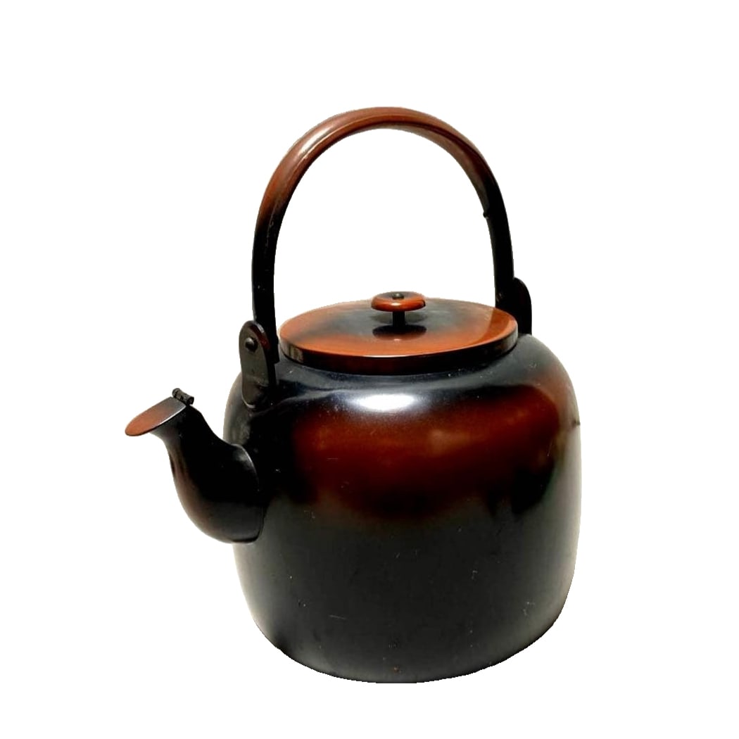 Tea Ceremony Utensils: Black Waist Water Pot, Water Jar, Lidded Water Pot: Tea Ceremony Utensils: Black Waist Water Kettle, Water Jar, Lidded Water Kettle. Height: Approximately 25 cm (including handle) Body: Approximately 17 cm The appearance is in good condition, with no s