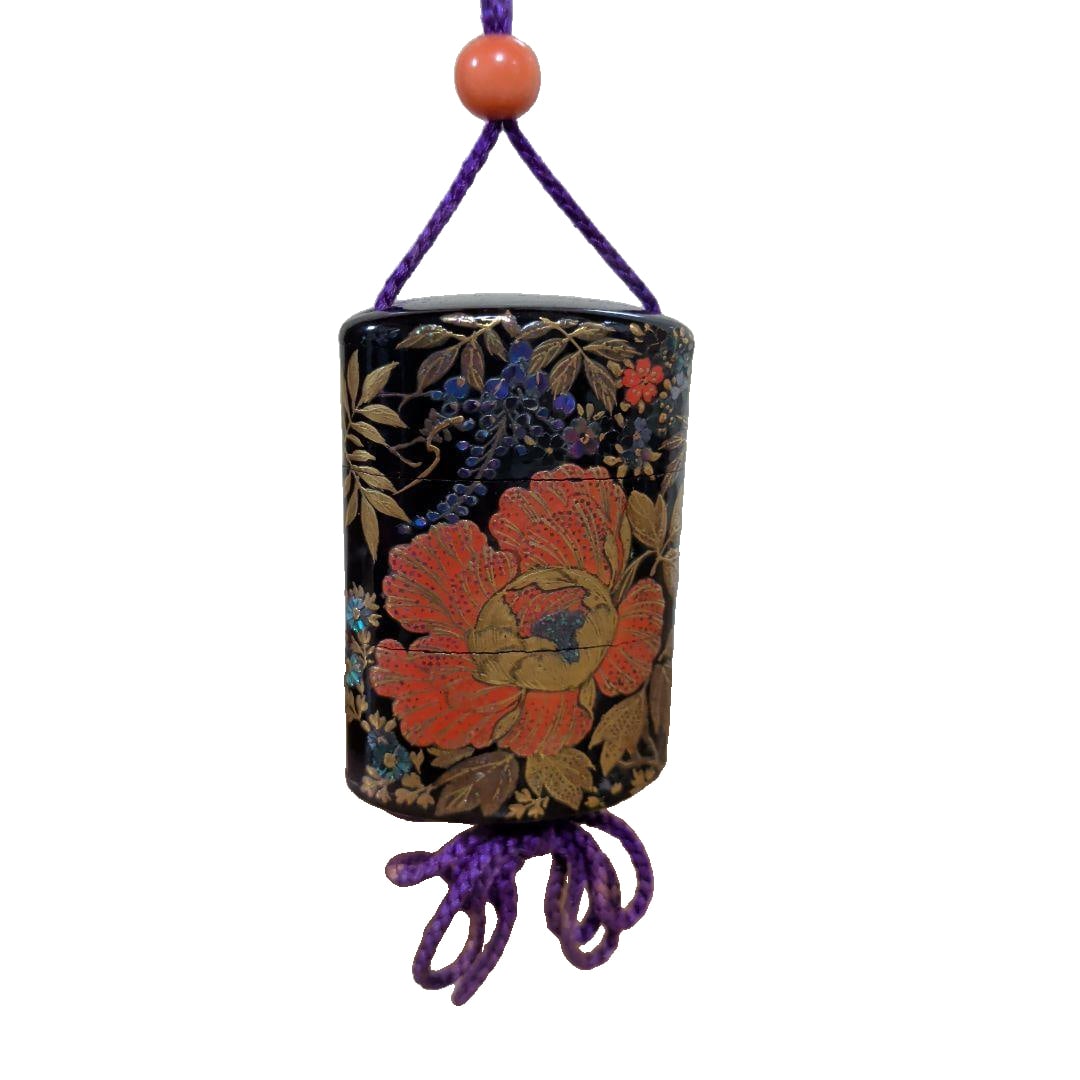 Black Lacquer Incense Container with Gold Flower Pattern (Small Container) (1 of 3)