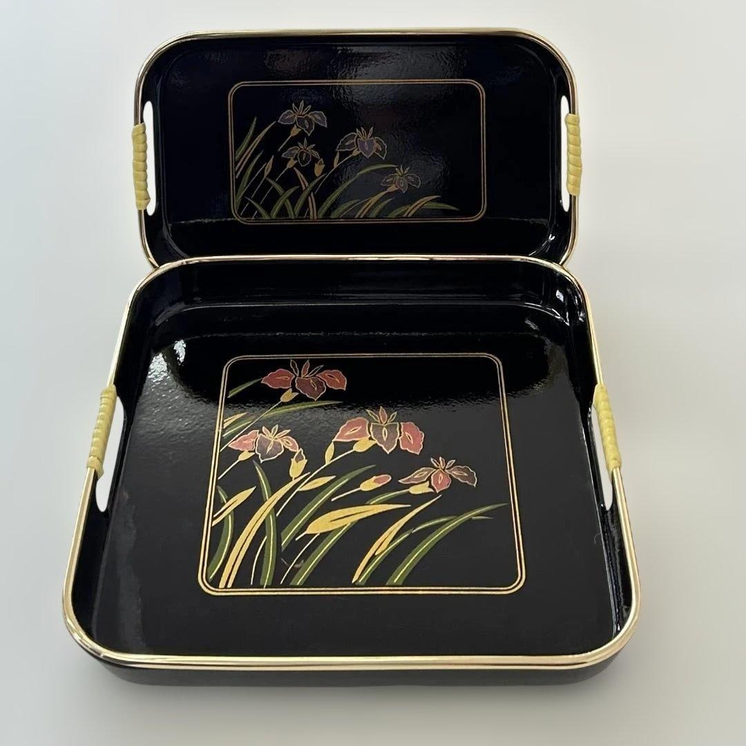 Set of Two Lacquered Trays in Oval and Rectangular Shapes, Suitable for Use as Serving Platters (1 of 9)