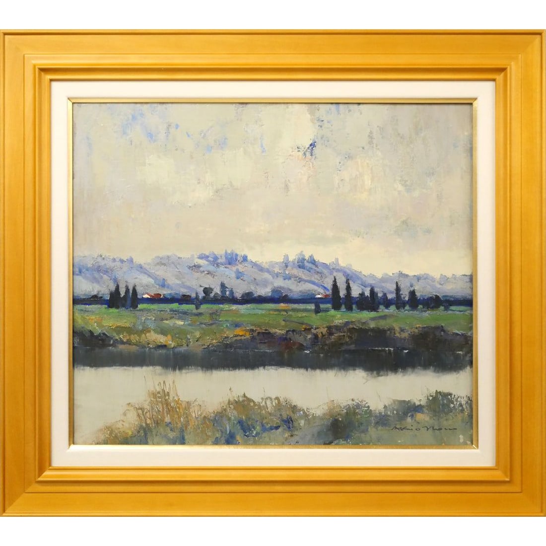 Nomura Akio, "Tokachi River," oil painting, size F10.: Product Details [Artist] Nomura Akio (Nomura Akio) [Title] Tokachigawa [Technique] Oil on canvas [Artwork Dimensions] Size F10 (Height 45.5 cm x Width 53.0 cm) [Frame Dimensions] 63.5 cm (Height) x 71