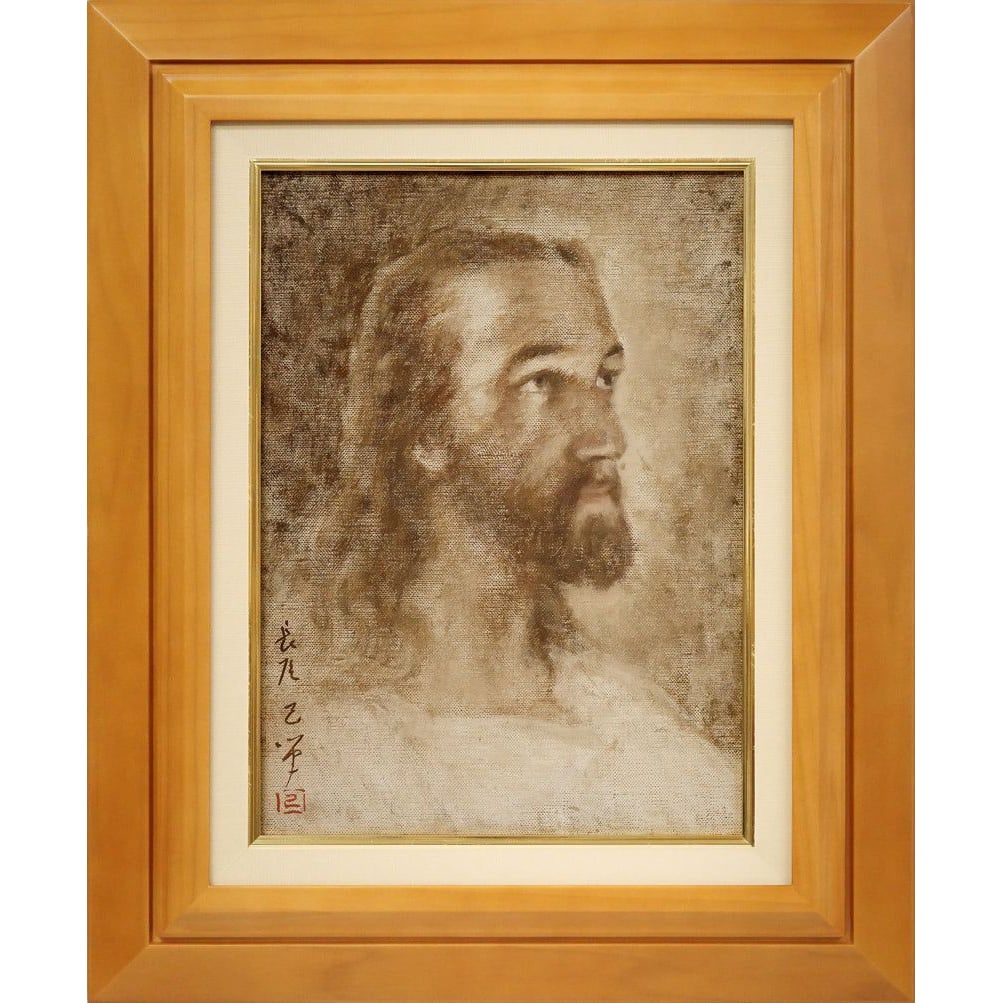 Nagao, Osamu "Iesu Kirisuto-zO" Oil Painting, F4 Size: ??Product Details? [Artist] Nagao Ki [Title] Portrait of Jesus Christ [Technique] Oil on canvas [Artwork Dimensions] Size F4 (Height 33.4 cm x Width 24.3 cm) [Frame Dimensions] 50 cm (Height) x 41 cm 