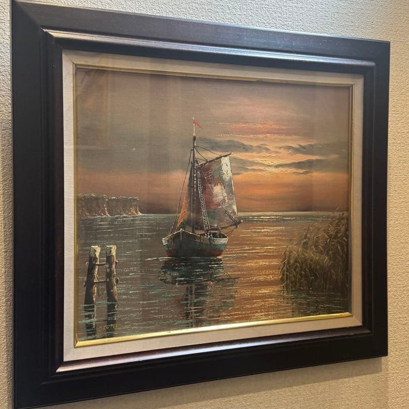 [Authentic Work] Italian Painter C. Conti Oil Painting Size F8 "Twilight in Venice" (1 of 20)