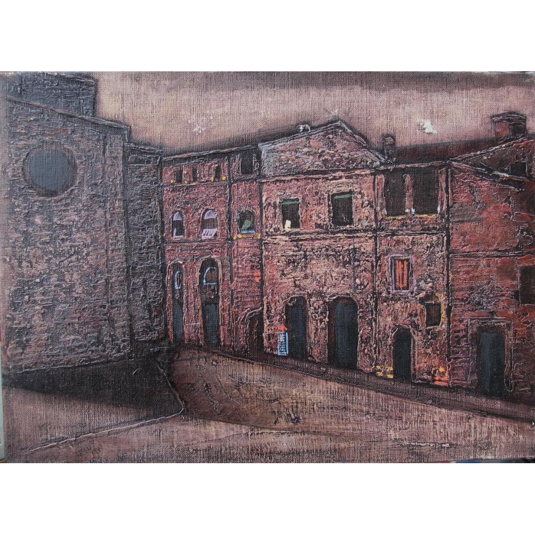 Kimura JirO, "Twilight in Siena," oil painting, size P8. (1 of 2)