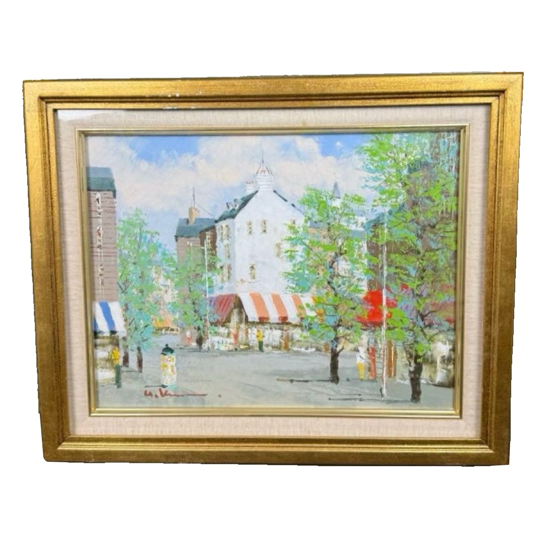 Kurosawa Hisashi [Machikado no FUkei] Original Oil Painting, Hand-Signed: Kurosawa Hisashi, "Machikado no FUkei" (Street Corner Scenery), Original Oil Painting, with Handwritten Signature Kurosawa Hisashi's "Machikado no FUkei" is an oil painting that depicts a street scene