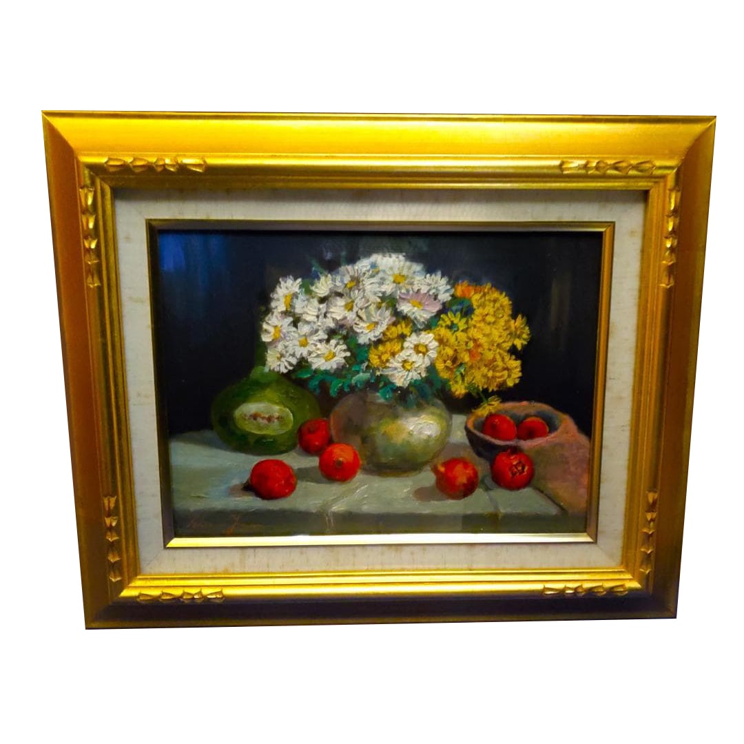 Oil Painting of Flowers and Fruits by Ito Kiyohisa, Size F4 (1 of 2)