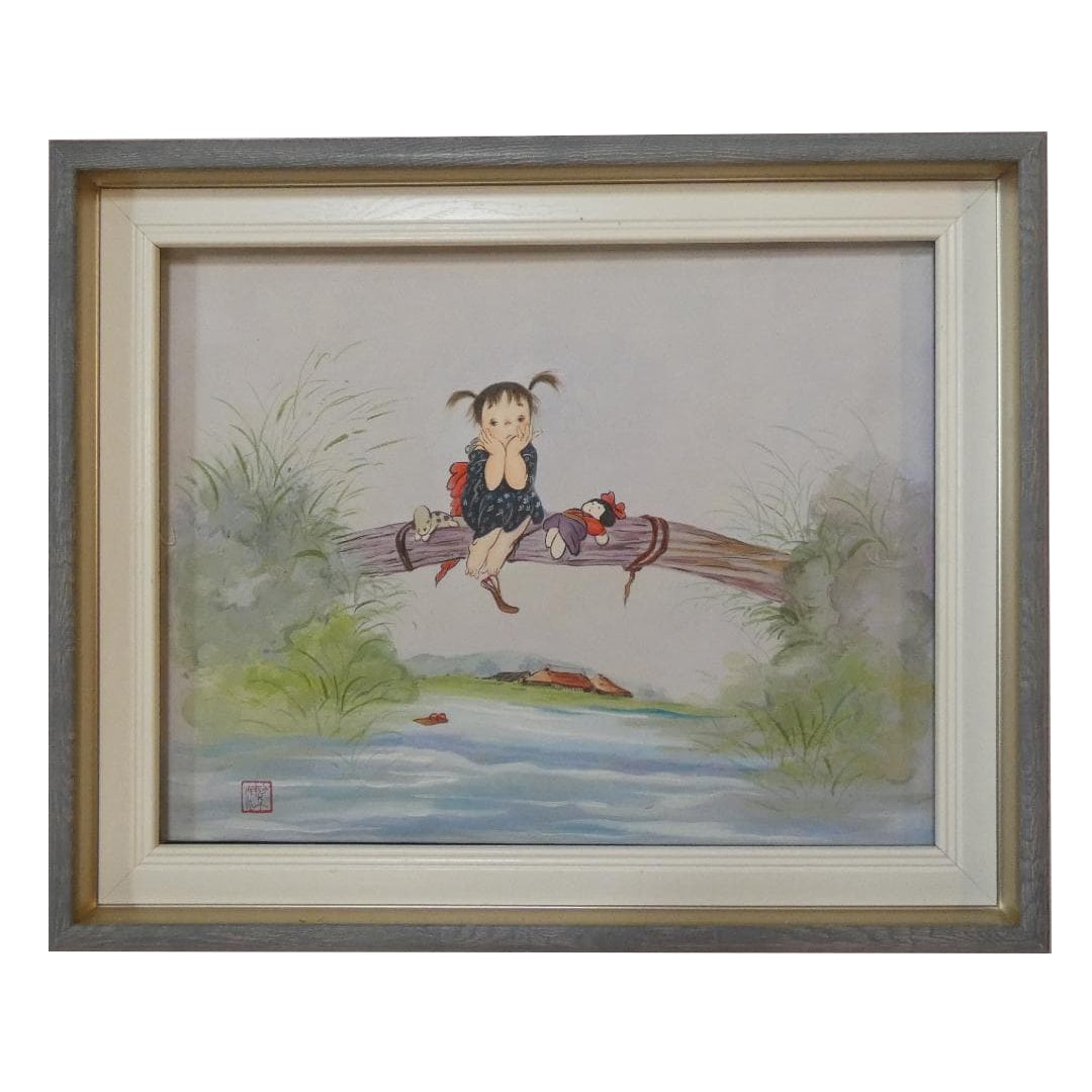 Oil Painting - Figure by Nakashima Kiyoshi [Omoi] Hand-painted, Framed, Size F6: Oil Painting - Figure by Nakashima Kiyoshi [Omoi] Hand-painted, Framed F6 Product Dimensions Canvas size approximately: 41 cm by 32 cm. Overall size: approximately 50 cm by 40.5 cm. Product Condition 
