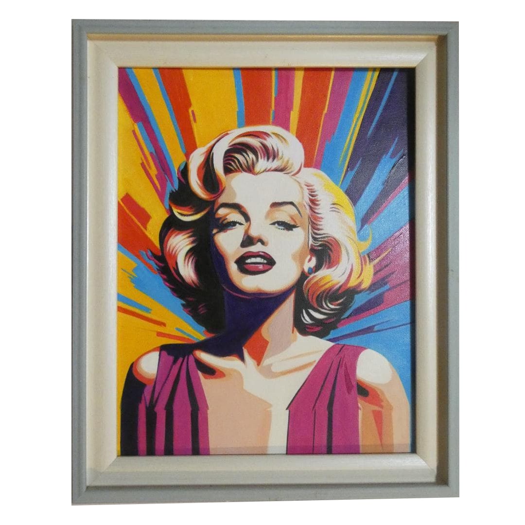Oil Painting by Andy Warhol, "Marilyn Monroe," Hand-painted, F6, with Frame. (1 of 9)
