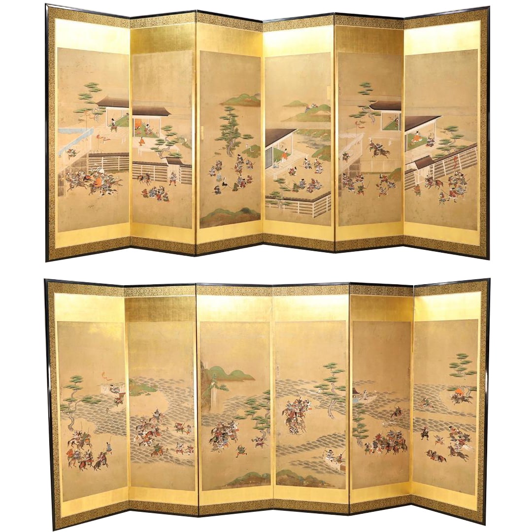 Artist Unknown, "Genpei Kassen no Zu" (Depiction of the Genpei War), Six-panel Folding Screen, Gold (1 of 20)
