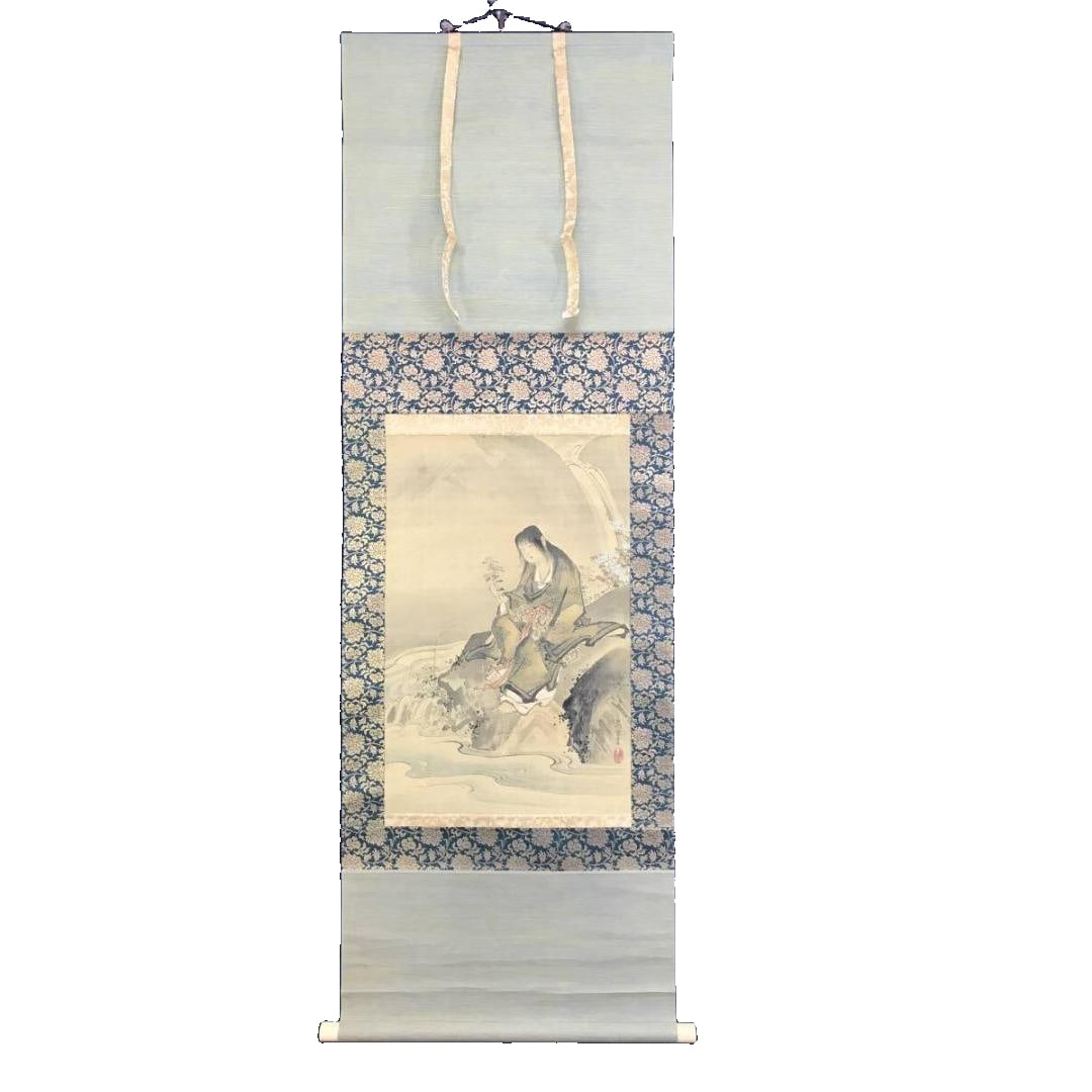 Authentic Work / Sawaki Takuetsu / Chrysanthemum JidO / Figure Painting / Hanging Scroll: Authentic Work by Sawaki SUsetsu: "Kiku JidO" (Chrysanthemum Child) - Figure Painting - Hanging Scroll [Sawaki SUsetsu (????? ????????)] Date of Birth and Death: 1736 (Genbun 1) — November 22, 1804 