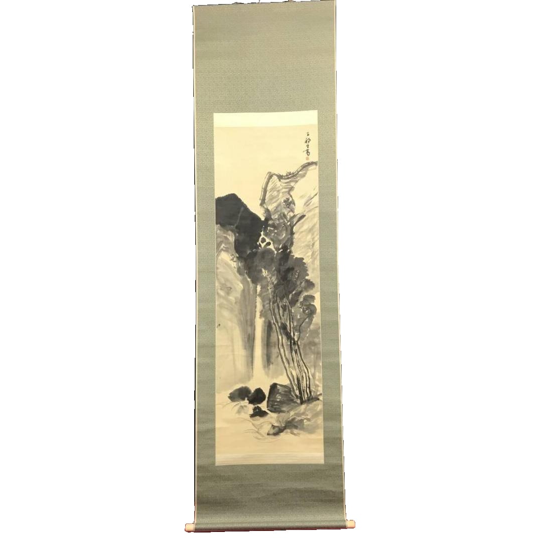 Authentic Work by Hirafuku Hyakusui / Taki Sansui-zu (Waterfall Landscape) / Summer Hanging Scroll / (1 of 11)