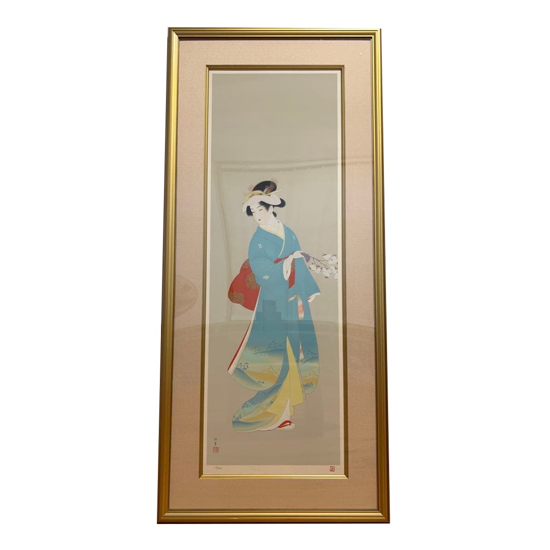 [Authentic Work] Uemura ShOen, "Harunobu" Nihonga 275/380 Bijinga Silkscreen Limited Edition (1 of 9)