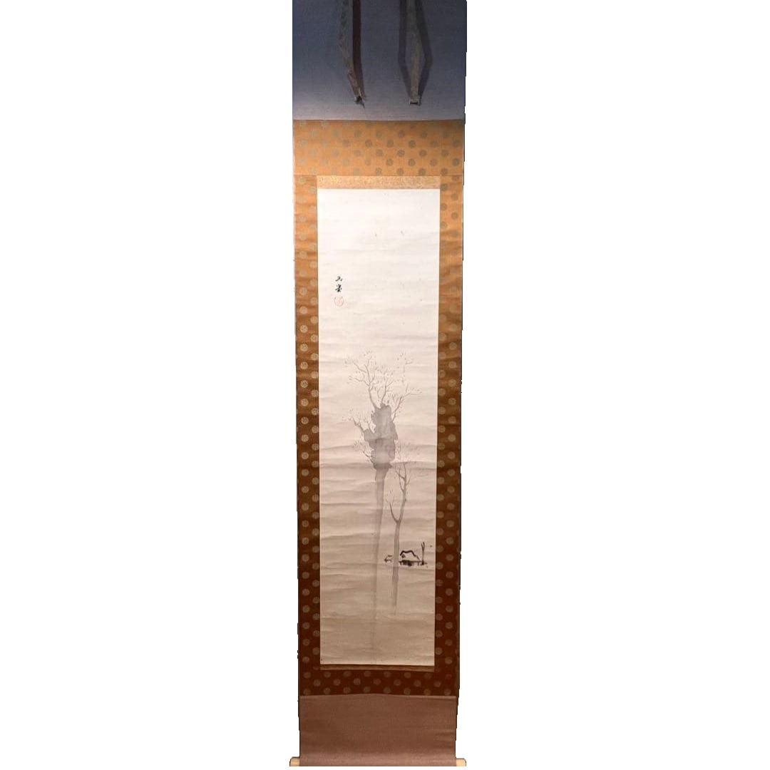 Kawai GyokudO "FUkeizu" (Landscape Painting) Hanging Scroll Studied under Hashimoto GahO: Kawai GyokudO "FUkeizu" Hanging Scroll Artist: Kawai GyokudO Material: Paper With storage box, original box, double-layered packaging box Condition: With wrinkles, creases, and stains. Scroll