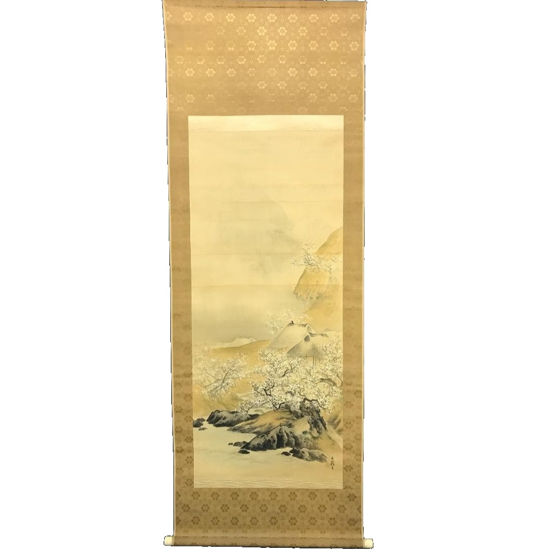 Authentic Work / Shikei / Plum Blossom Mountain Village Painting / Hanging Scroll (1 of 10)
