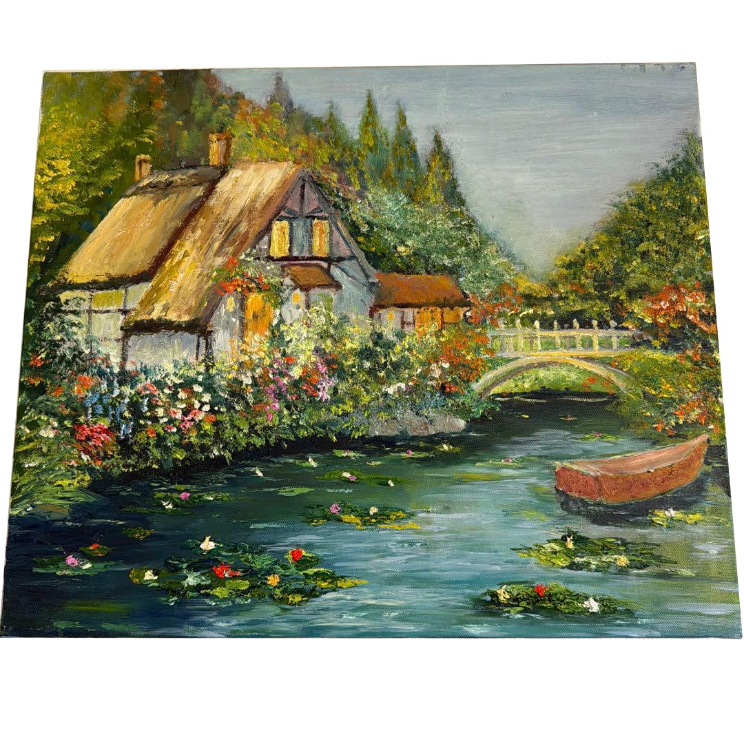 Oil Painting "The House of My Dreams": Oil Painting "The House of My Dreams," F8 size (45.5 x 38.0 cm), lightweight canvas, made of 100% linen, suitable for display anywhere.