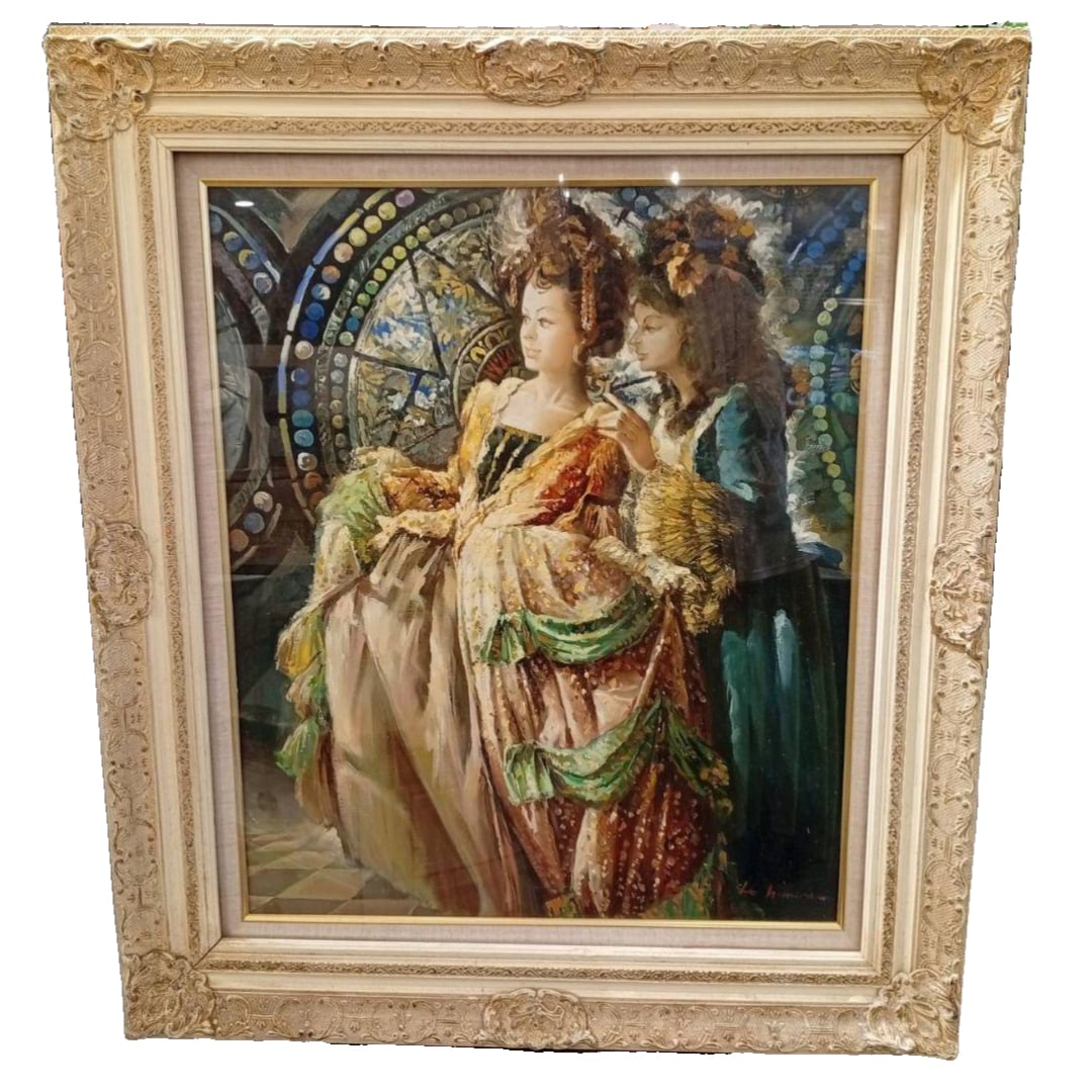 Oil painting, depicting a woman in a dress. (1 of 16)