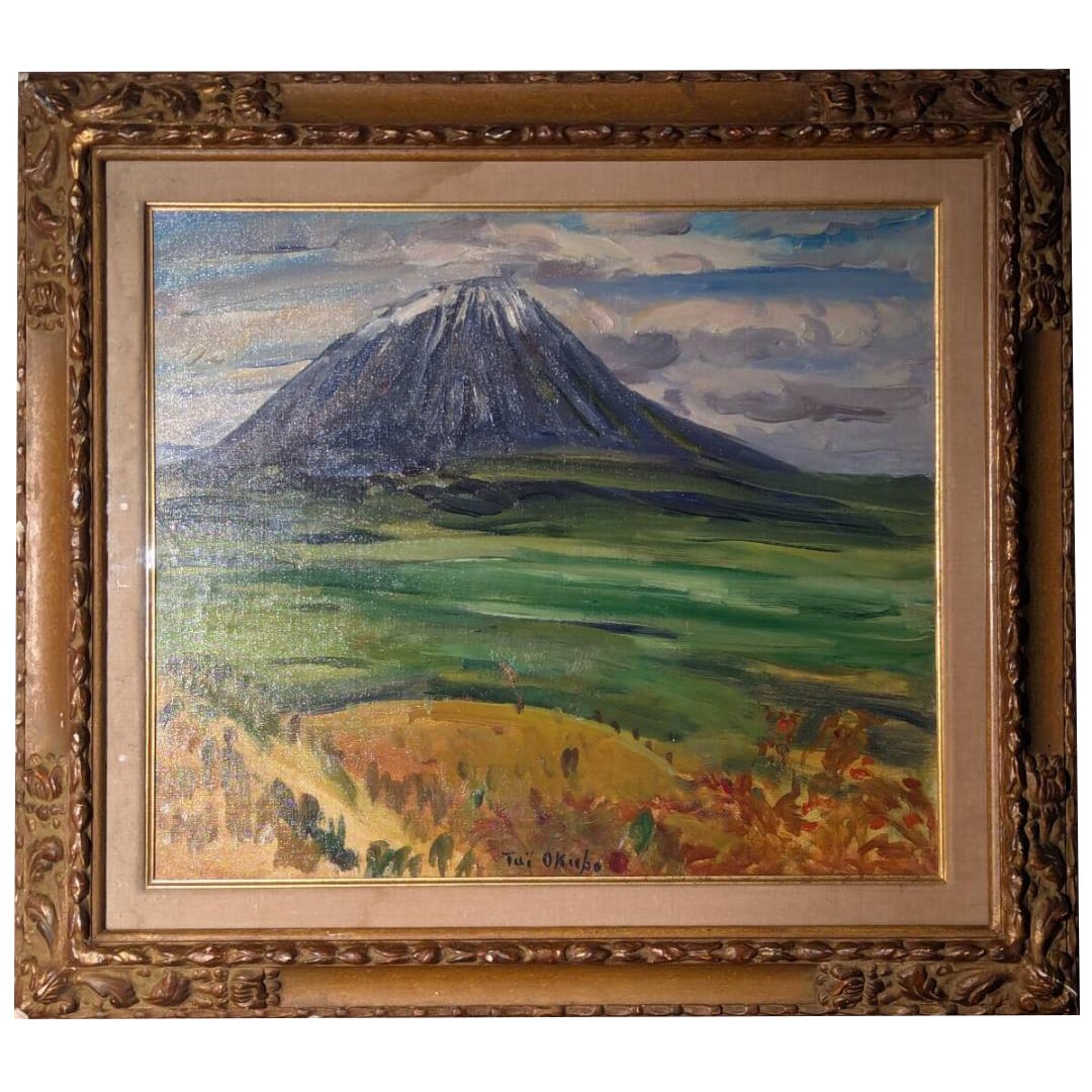 Painting by Okubo Tai, Oil on Canvas, Size 10, "First Snow on Mount Yotei" (1 of 9)