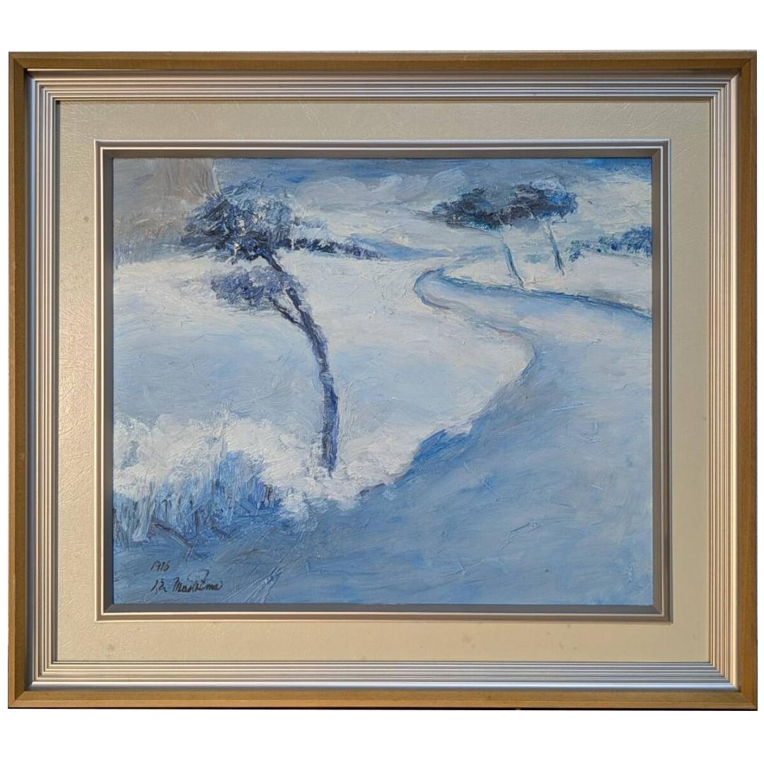 Majima Denji, Oil Painting No. 6, "Yukikage" (Snow Shadow), Winter Scenery, Snowfield and Winding: Description of Item Profile of Mashima Denji Mashima Denji is a Western-style painter from Niigata Prefecture. Born in 1948 in the former Makimachi. He is active in both domestic and international art