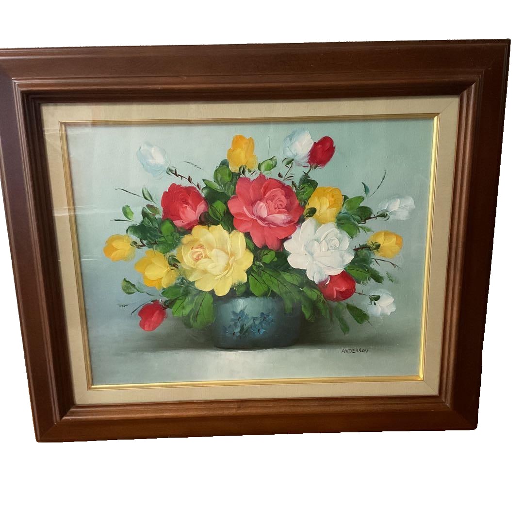 Hand-painted Artwork: Vase with Roses (1 of 17)