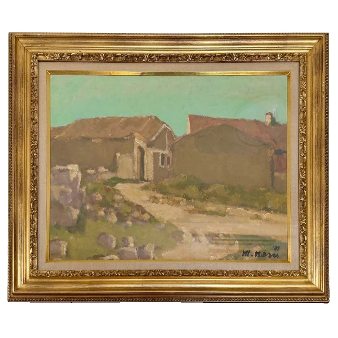 Noro Masao "NOrin Boshoku Spain" Oil Painting Landscape European Landscape Framed: Artist Name: Noro Masao Artwork Title: "NOrin Boshoku Spain" (Agricultural and Forestry Twilight Spain) Dimensions: 70 x 58 cm (including frame) Signed Edition Framed This painting features a tranquil