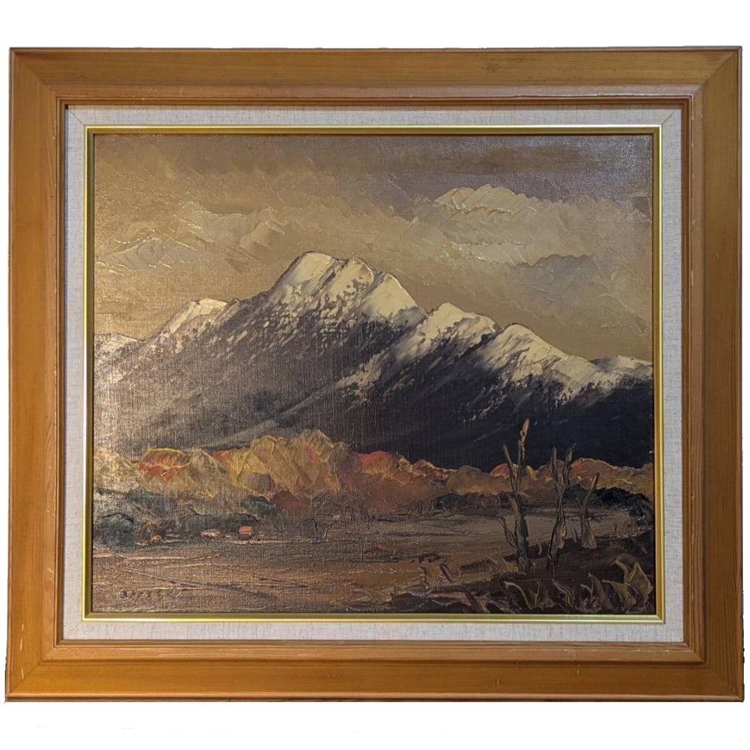 Oil Painting, Size 10 - "Komagatake": A Majestic Mountain Landscape Rendered with a Stately (1 of 9)