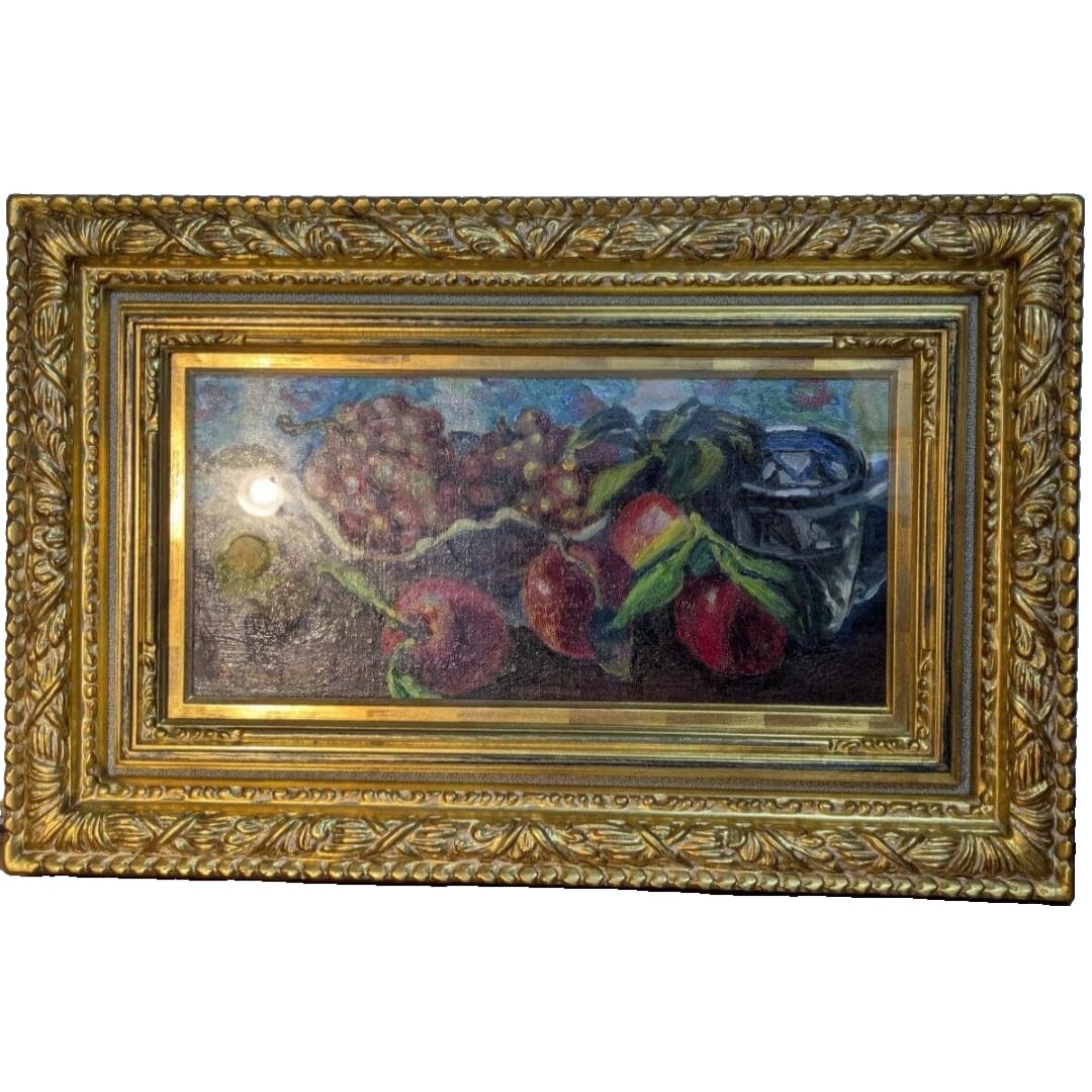 Painting by Yamamoto Naoji, Oil on Canvas, "Still Life with Fruit" (1 of 10)