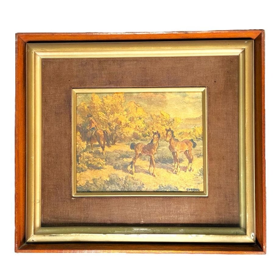 Ray C. Strang, "Double Trouble" 1940s–1950s: [Ray C. Strang, "Double Trouble"] 1940s–50s Dimensions approximately: Main part 27.8 x 22.3 cm Frame dimensions: 50.3 x 44.6 x 6.0 cm Weight: 1776 g Technique: Oil on board Origin: United States Art