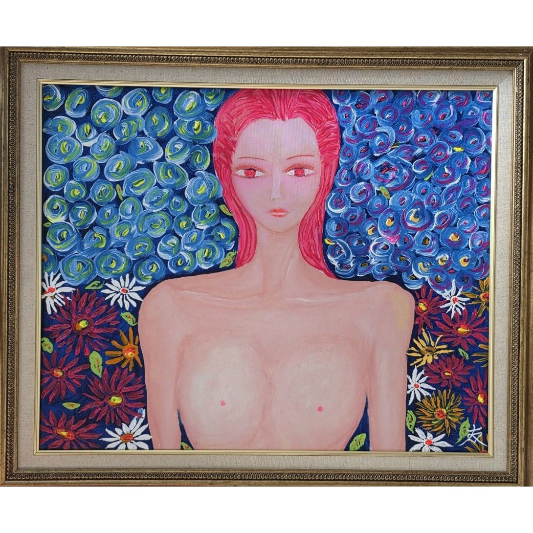 KokubikyO Tomoyuki, 'Saihana no Naka', oil painting: Guaranteed authentic, with certificate. "Tomoyuki. Honorary member of the International Artists Friendship Association, with the artist's own handwritten signature. This is a valuable work by a popula