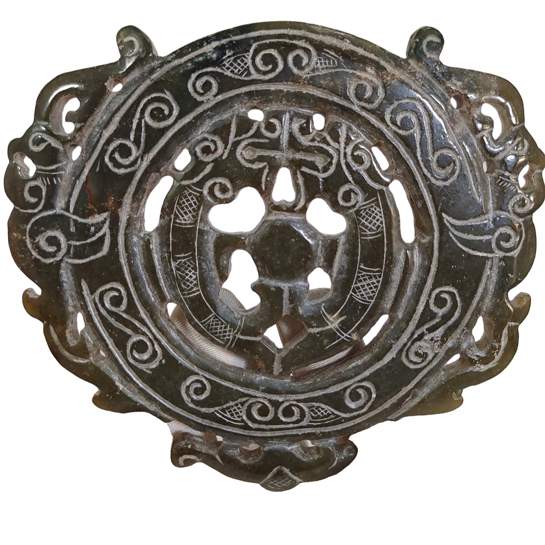 Hetian jade pendant with two dragons playing with a pearl. (1 of 10)