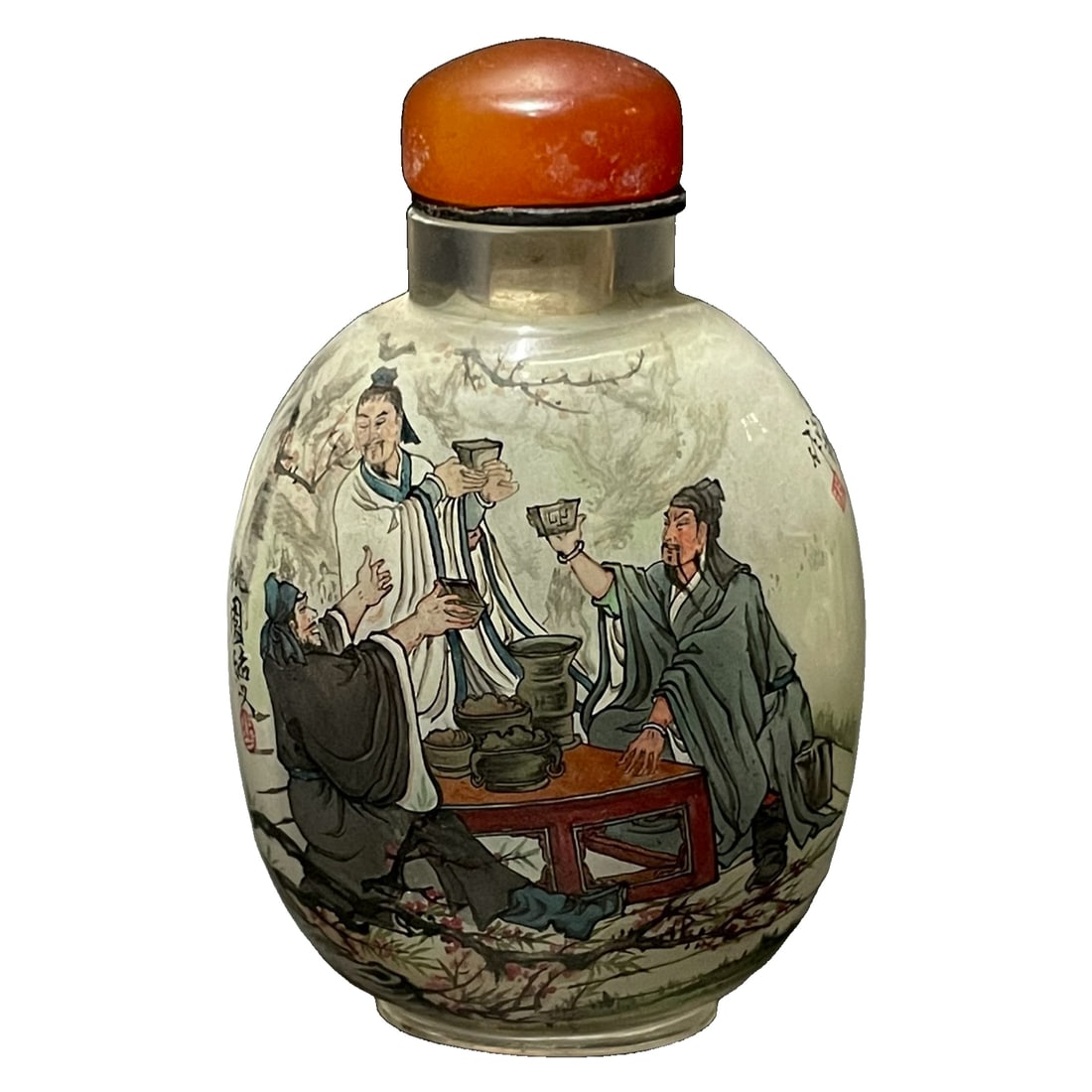 Inside-Painted Glass Snuff Bottle "Oath of the Peach Garden" (1 of 10)