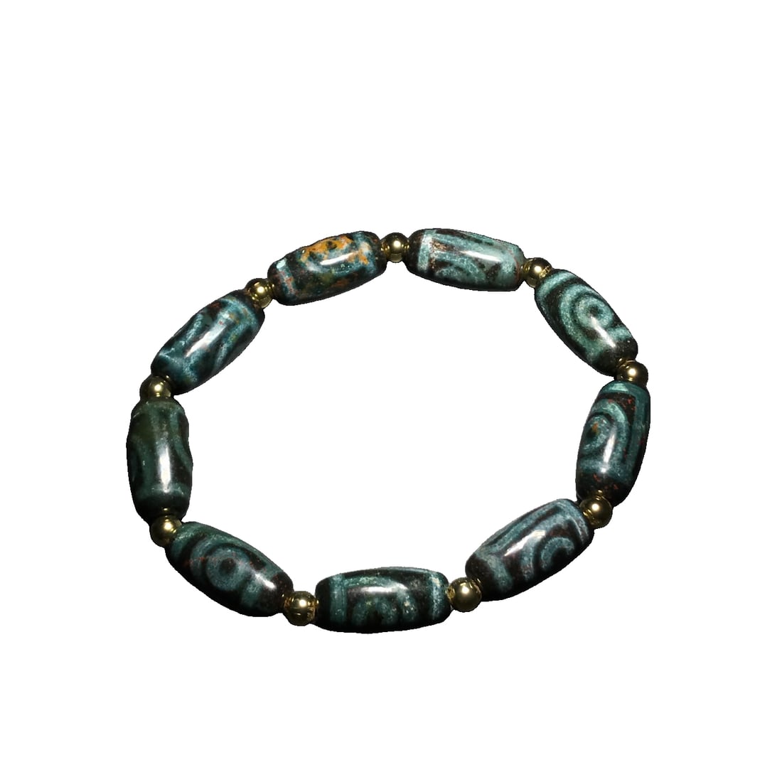 Tibetan old agate Ruyi bracelet with two eyes like a male Tianzhu bead. (1 of 10)