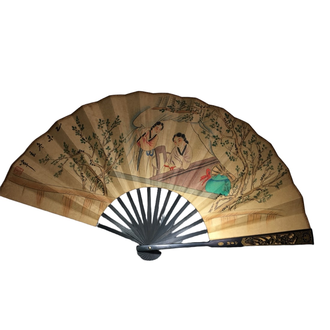 Sandalwood hand-painted folding fan (1 of 10)