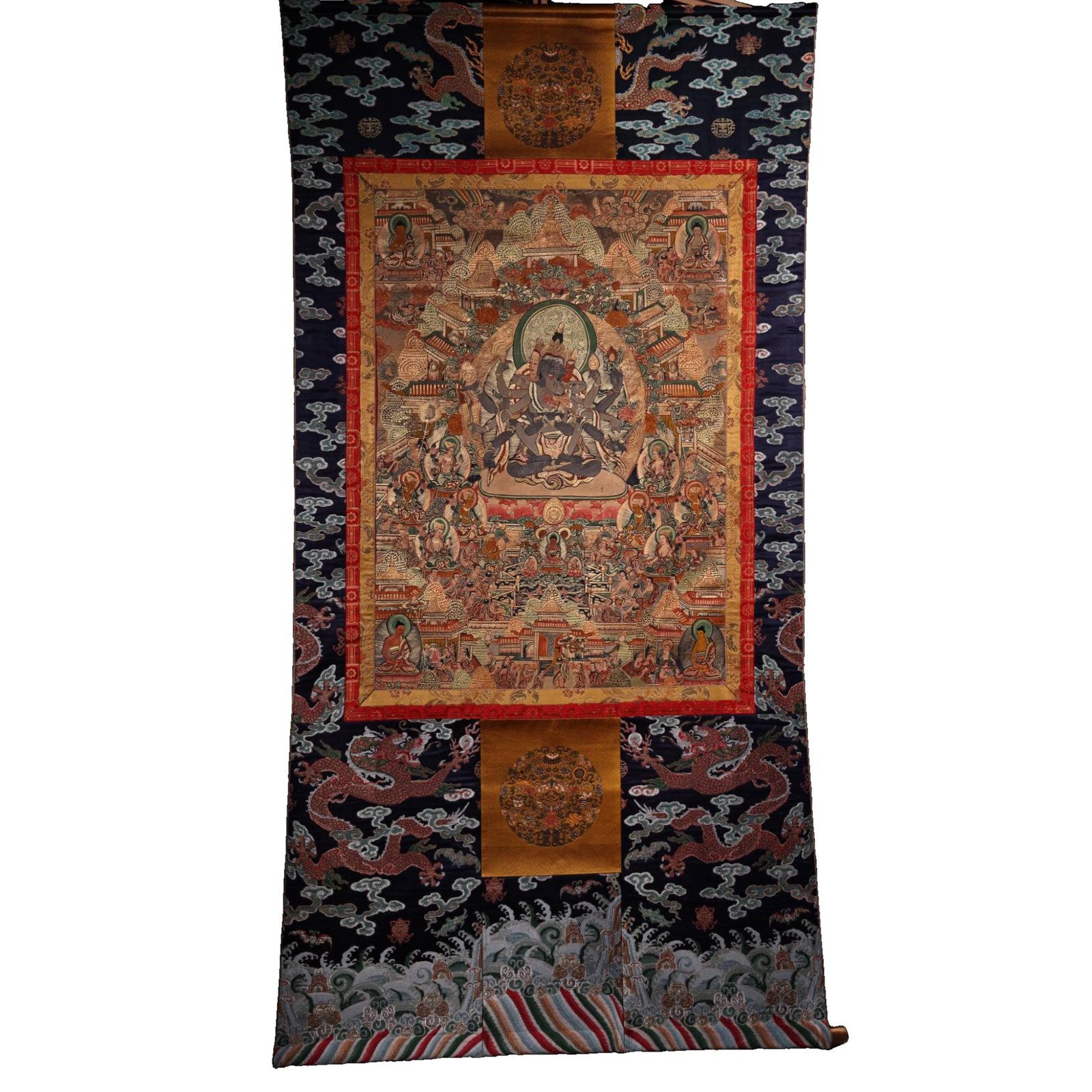 Tibet, a top Ming Dynasty painter hand-painted a Tibetan-style "Double-Body Victorious Buddha (1 of 15)