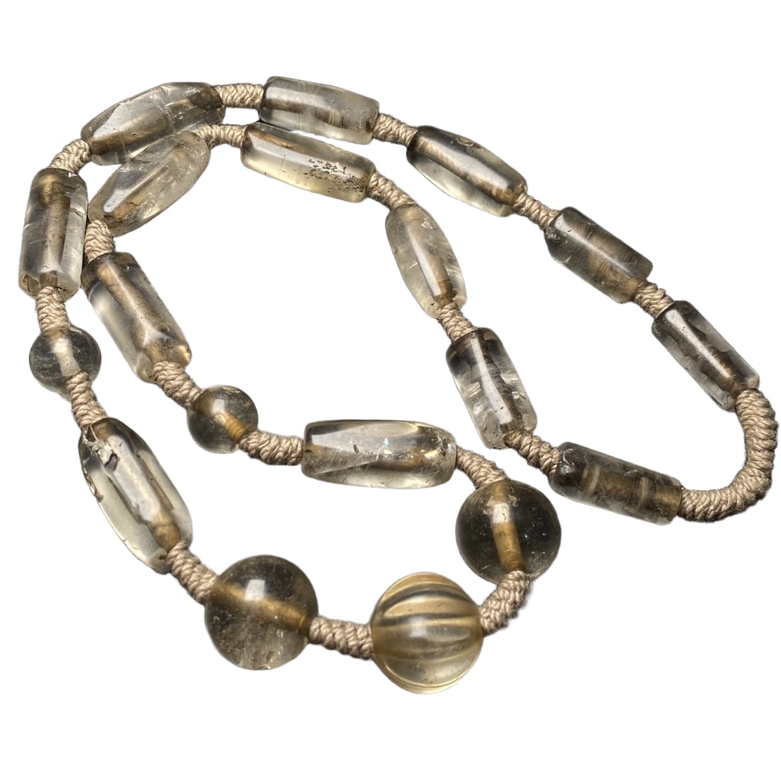 Crystal melon beads, feather tube hand-woven cotton thread necklace. (1 of 10)
