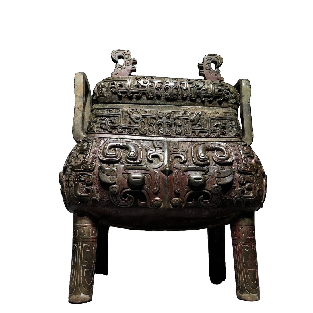 Late Shang Dynasty, beast-faced kui dragon pattern, Teng King's tripod. (1 of 11)
