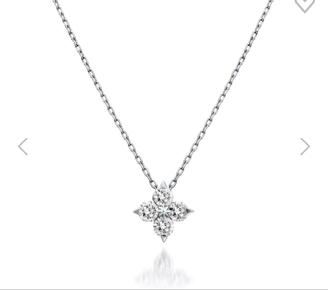 Second-hand - Starlight Jewelry Platinum Necklace: Star-shaped jewelry necklace 950 platinum Total diamond weight: 0.17 carats Necklace length approximately 43 cm (adjustable to about 40 cm with adjuster) Top: approximately 0.68 cm